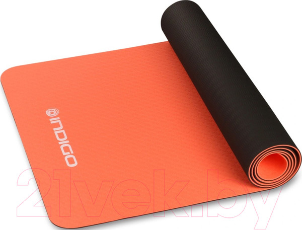 Изображение товара Коврик для йоги и фитнеса Indigo Sport TPE IN106 (коралловый/черный)