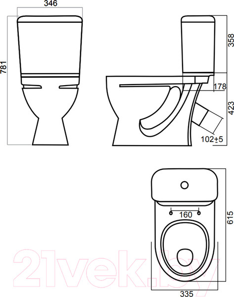 Изображение товара Унитаз напольный Sanita Стандарт Эконом SDTSACC01090112