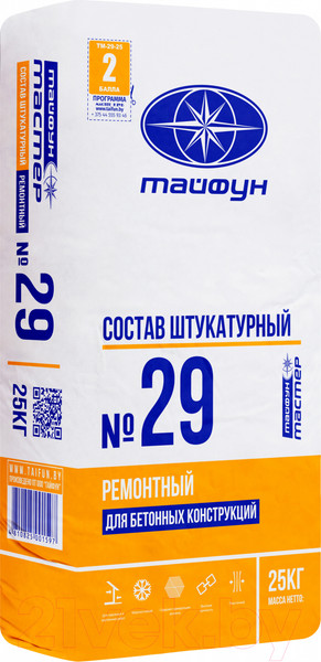 Изображение товара Штукатурка выравнивающая Тайфун Мастер №29 (25кг)