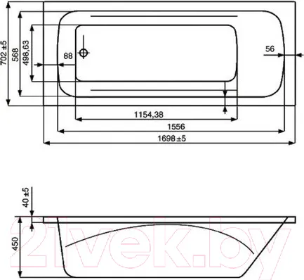 Изображение товара Ванна акриловая Roca Line 170x70 / ZRU9302924 (без каркаса)