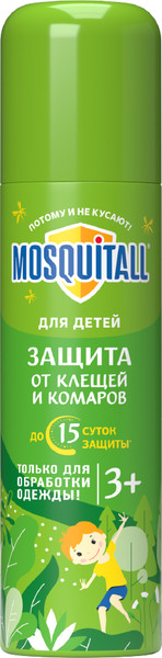 Изображение товара Аэрозоль от насекомых Mosquitall Нежная защита для детей от клещей (150мл)