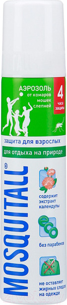 Изображение товара Спрей от насекомых Mosquitall Защита для взрослых для отдыха на природе (100мл)