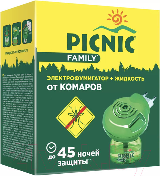 Изображение товара Электрофумигатор PICNIC Family от комаров 45 ночей (30мл)