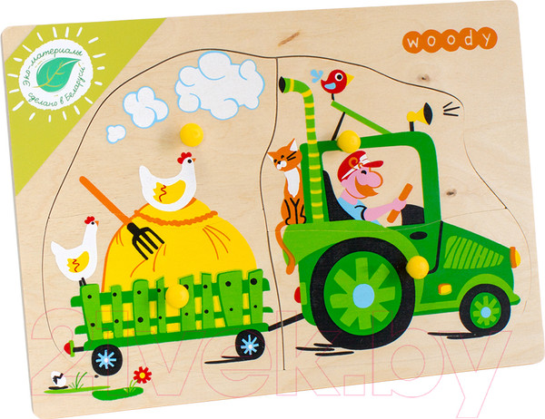 Изображение товара Развивающая игрушка Woody Рамка-вкладыш Тракторист / 02109