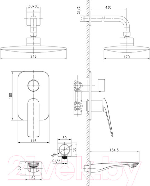 Изображение товара Душевая система со смесителем LEMARK Allegro LM5922CW
