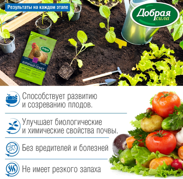 Изображение товара Удобрение Добрая сила ОГ Куриный помет DS23010011 (2кг)