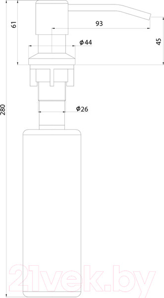 Изображение товара Дозатор встраиваемый в мойку Ukinox 800 SS (нержавеющая сталь)