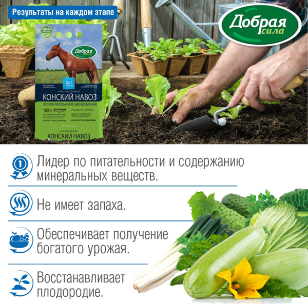 Изображение товара Удобрение Добрая сила Конский навоз DS22100111 (2кг)