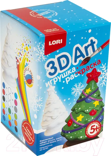 Изображение товара Набор для творчества Lori 3D Art. Новогодний. Игрушка-раскраска Нарядная елочка / Ир-020