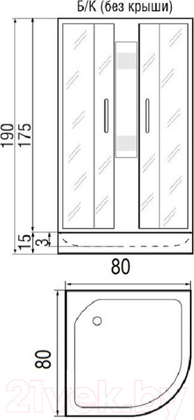 Изображение товара Душевая кабина RIVER Nara Light 80/15 МТ
