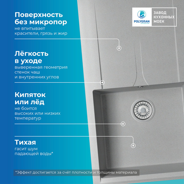 Изображение товара Мойка кухонная Polygran Gals-860 (серый)