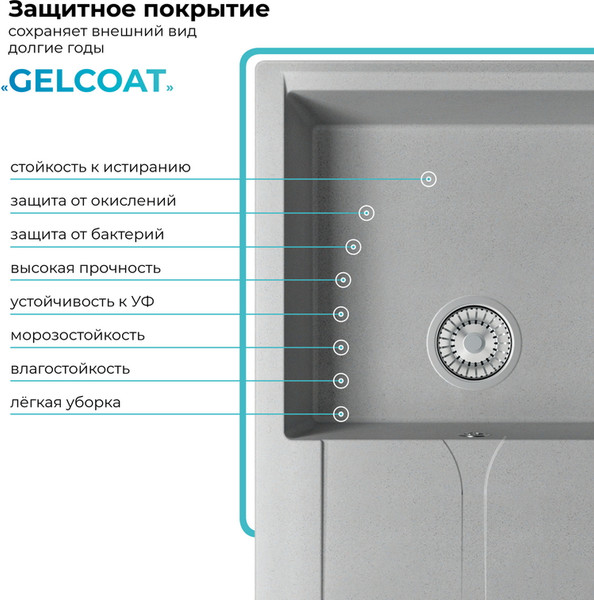 Изображение товара Мойка кухонная Polygran Gals-860 (серый)