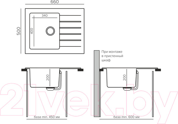 Изображение товара Мойка кухонная Tolero TTS-660 (белый)