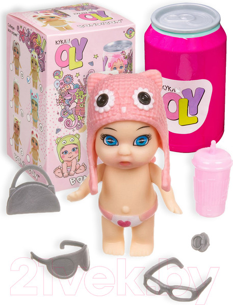 Изображение товара Кукла с аксессуарами Bondibon OLY в шапочке-ушанке с животным / ВВ3833