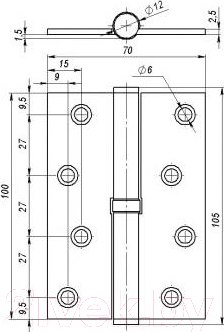 Изображение товара Комплект петель дверных VELA 100x70x2.5 1BB SN L (матовый никель)