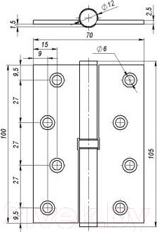 Изображение товара Комплект петель дверных VELA 100x70x2.5 1BB SN R (матовый никель)