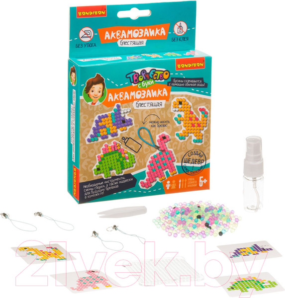 Изображение товара Развивающая игра Bondibon Блестящая аквамозаика. Динозавры / ВВ3811