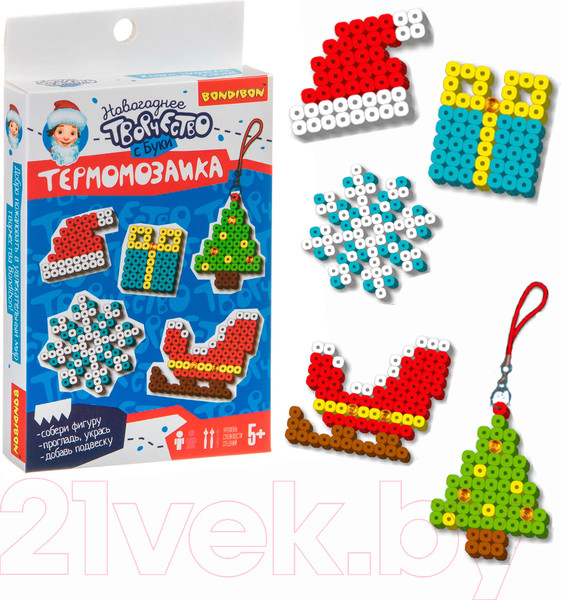 Изображение товара Развивающая игра Bondibon Новогодняя термомозаика 2D с Буки / ВВ4524