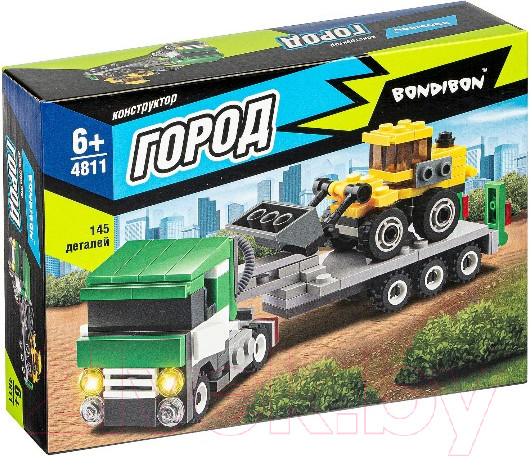 Изображение товара Конструктор Bondibon Город. Тягач с платформой и бульдозер / ВВ4811