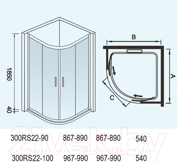 Изображение товара Душевой уголок WeltWasser WW300 300RS22-90