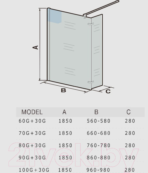 Изображение товара Душевая стенка WeltWasser WW400 80G+30G