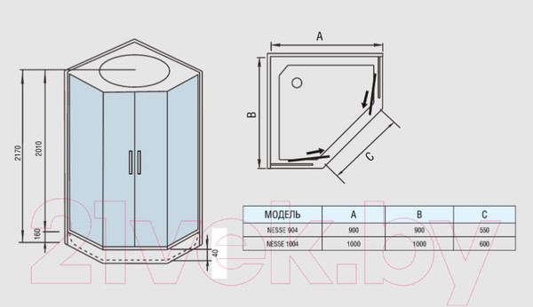 Изображение товара Душевая кабина WeltWasser WW500 Nesse 1004