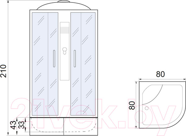 Изображение товара Душевая кабина RIVER Desna 80/43 MТ