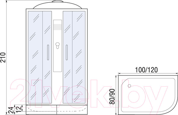 Изображение товара Душевая кабина RIVER Desna 100/80/24 МТ L