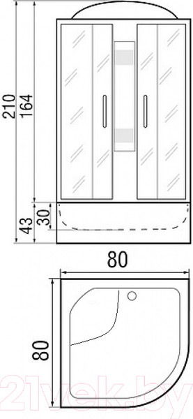 Изображение товара Душевая кабина RIVER Dunay 80/43 ТН