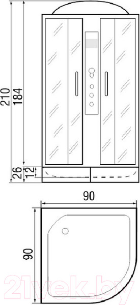 Изображение товара Душевая кабина RIVER Dunay 90/24 МТ