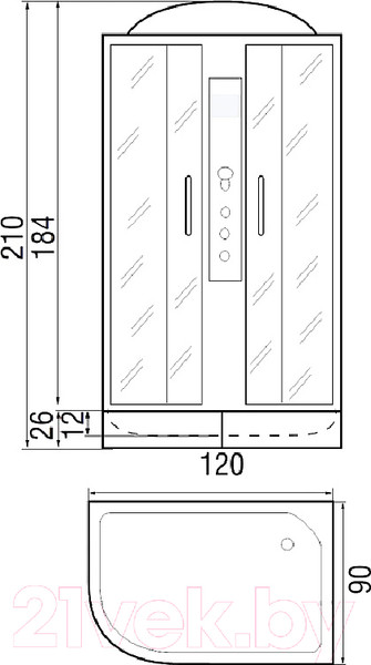 Изображение товара Душевая кабина RIVER Dunay 120/90/24 ТН R