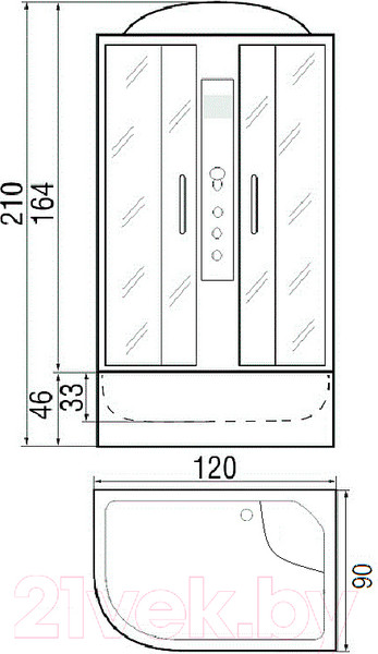 Изображение товара Душевая кабина RIVER Dunay 120/90/44 МТ R