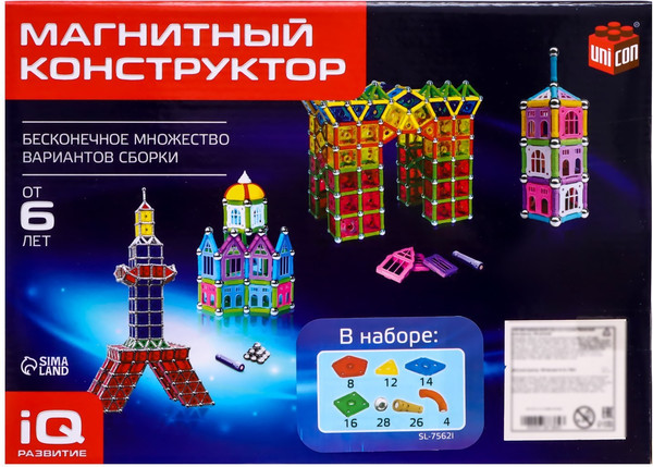 Изображение товара Конструктор магнитный Unicon Magnet Необычные фигуры (108 деталей) / 1387364