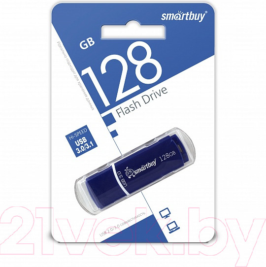 Изображение товара USB flash накопитель SmartBuy Crown Blue 128GB (SB128GBCRW-Bl)