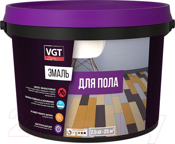 Изображение товара Эмаль VGT ВД-АК-1179 Профи для пола База А (1кг, супербелая)