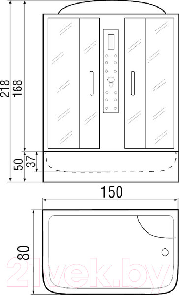 Изображение товара Душевая кабина RIVER Dunay 150/80/55 ТН
