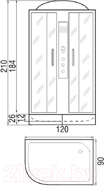 Изображение товара Душевая кабина RIVER Nara 120/90/24 МТ R