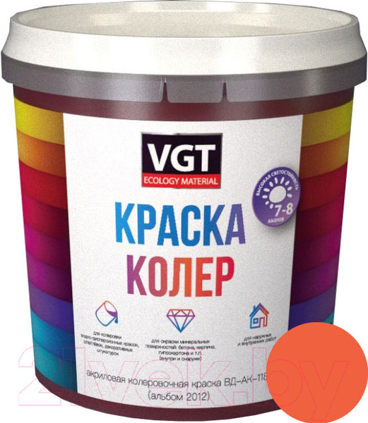Изображение товара Колеровочная краска VGT ВД-АК-1180 2012 (250г, кирпично-красный)