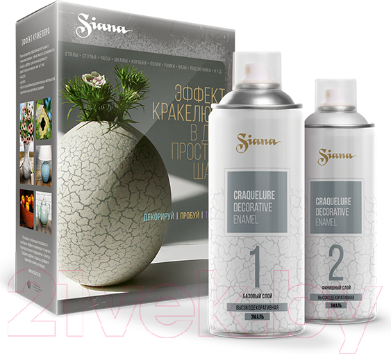 Изображение товара Эмаль Siana Эффект Кракелюра (1.04л, голубой/золото)