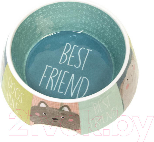 Изображение товара Миска для животных Tarhong Best Friends / PVA3071PBDF (голубой с рисунком)