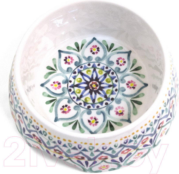 Изображение товара Миска для животных Tarhong Boho Medallion / PVA3071PBMMM (белый с рисунком)