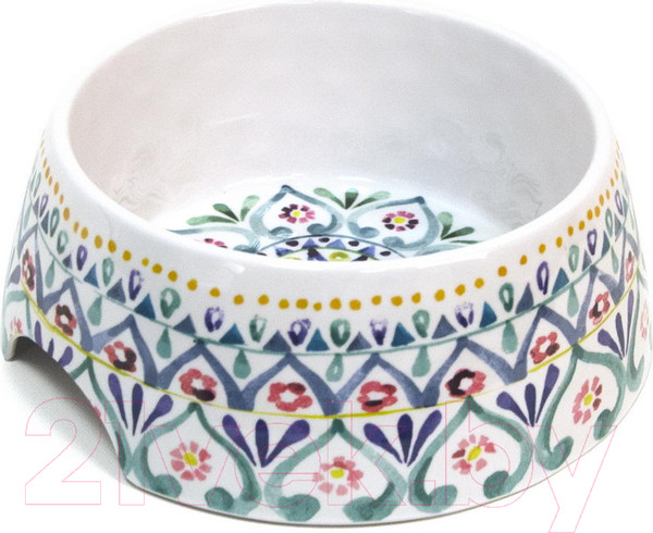 Изображение товара Миска для животных Tarhong Boho Medallion / PVA3071PBMMM (белый с рисунком)