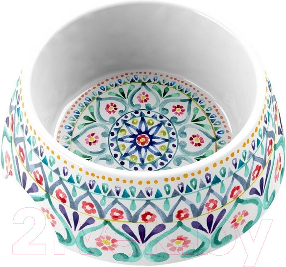 Изображение товара Миска для животных Tarhong Boho Medallion / PVA3071PBMMM (белый с рисунком)
