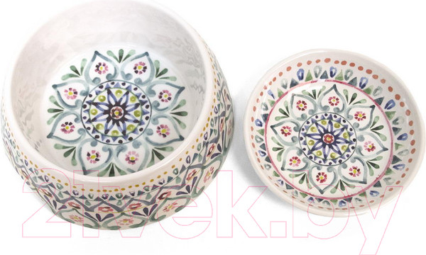 Изображение товара Миска для животных Tarhong Boho Medallion / PVA3071PBMMM (белый с рисунком)