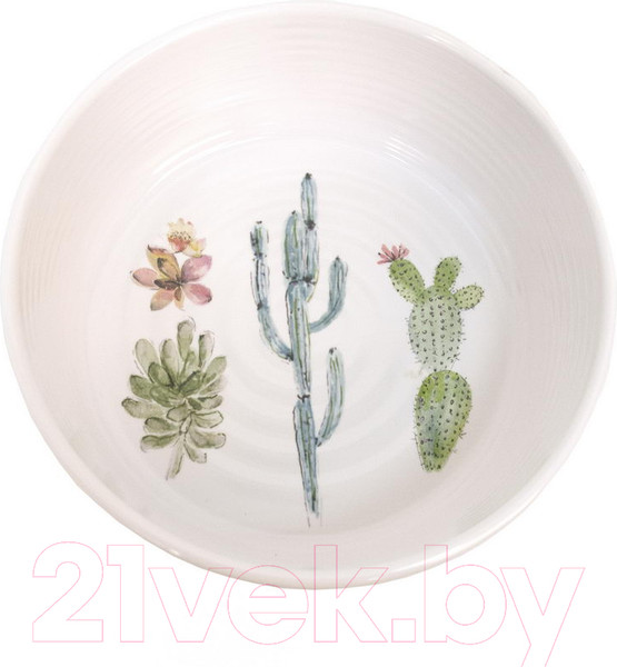 Изображение товара Миска для животных Tarhong Cactus / PDR5085PBSC (белый с рисунком)