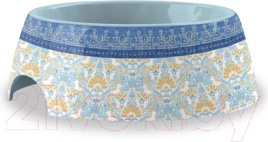 Изображение товара Миска для животных Tarhong Flower Fields / PVA3063PBFCM (голубой с рисунком)