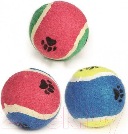 Изображение товара Игрушка для собак Beeztees Мячик теннисный с отпечатками лап / 625597 (большой)