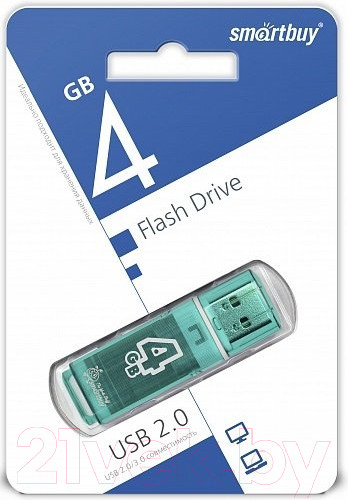 Изображение товара USB flash накопитель SmartBuy Glossy Green 4GB (SB4GBGS-G)