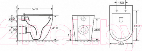 Изображение товара Унитаз приставной WeltWasser Merzbach 002 GL-WT (белый глянец)
