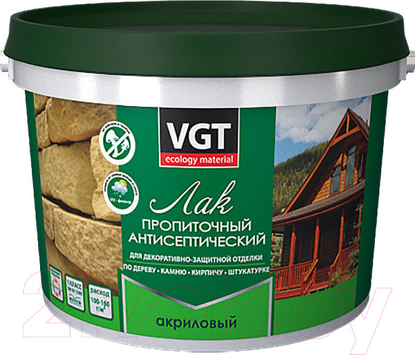Изображение товара Лак VGT Пропиточный с антисептиком (900г, белый)